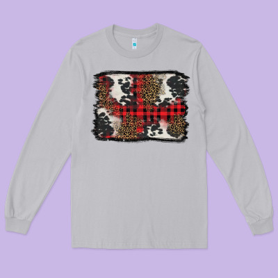 Christmas Red Plaid Background Long Sleeve Tee Designed By Barkaloodesign