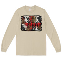 Mushroom Christmas red plaid background Long Sleeve Tee - BarkalooDesign