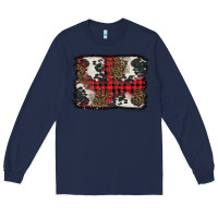 Navy Christmas red plaid background Long Sleeve Tee - BarkalooDesign