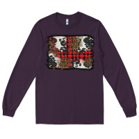 Plum Christmas red plaid background Long Sleeve Tee - BarkalooDesign