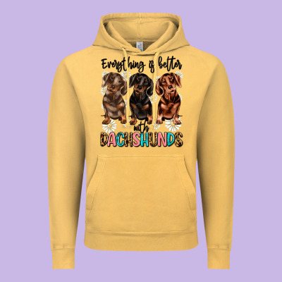 Everything Is Better With Dachshunds Vintage Hoodie Designed By Jahusdesignshop