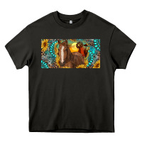 Asphalt horse and desert with sunflowers gemstone Heavy Core Tee - RanaPortraitStore