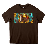 Chocolate Brown horse and desert with sunflowers gemstone Heavy Core Tee - RanaPortraitStore