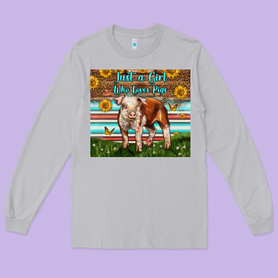 Just A Girl Who Loves Pig Long Sleeve Tee Designed By Lillyallendesigns
