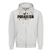 Dove Grey forgiven christian angel wings Zipper Hoodie - MaliasSmallBusiness