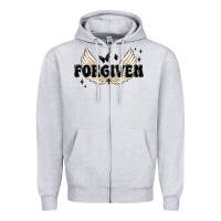 Heather Grey forgiven christian angel wings Zipper Hoodie - MaliasSmallBusiness