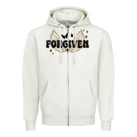 Oatmeal Heather forgiven christian angel wings Zipper Hoodie - MaliasSmallBusiness