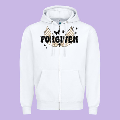 Forgiven Christian Angel Wings Zipper Hoodie Designed By Maliassmallbusiness