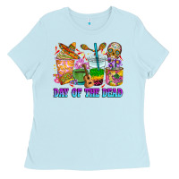 Baby Blue Day of the dead coffee cups Ladies Tee - RanaPortraitStore