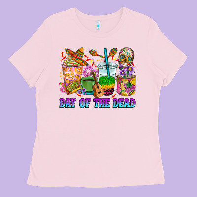 Ladies Tee Day of the dead coffee cups