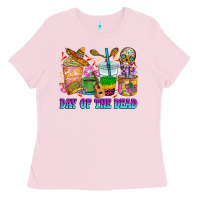 Bubblegum Pink Day of the dead coffee cups Ladies Tee - RanaPortraitStore