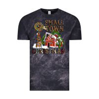 Cloud Black small town christmas with barn and cactus Vintage Tee - AdoDesignShop