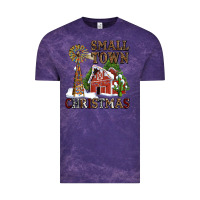 Cloud Purple small town christmas with barn and cactus Vintage Tee - AdoDesignShop