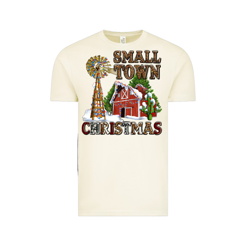 Small Town Christmas With Barn And Cactus Vintage Tee by AdoDesignShop | Teevron