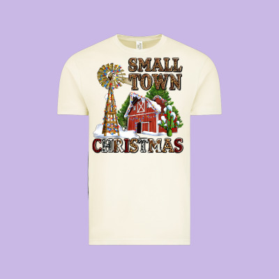 Small Town Christmas With Barn And Cactus Vintage Tee Designed By Adodesignshop