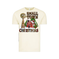Vintage Arctic small town christmas with barn and cactus Vintage Tee - AdoDesignShop