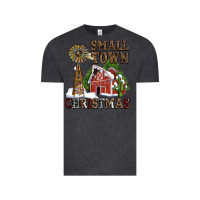 Vintage Black small town christmas with barn and cactus Vintage Tee - AdoDesignShop