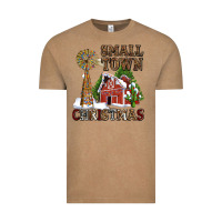 Vintage Coffee small town christmas with barn and cactus Vintage Tee - AdoDesignShop