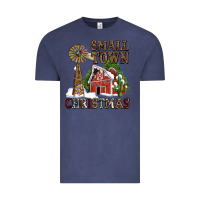 Vintage Denim small town christmas with barn and cactus Vintage Tee - AdoDesignShop