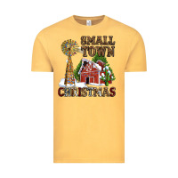 Vintage Mustard small town christmas with barn and cactus Vintage Tee - AdoDesignShop