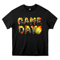 Black game day softball leopard Heavy Core Tee - Zillion Design Studio