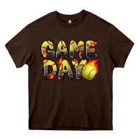 Chocolate Brown game day softball leopard Heavy Core Tee - Zillion Design Studio