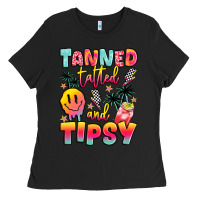 Black tanned tattled and tipsy Ladies Tee - JahusDesignShop
