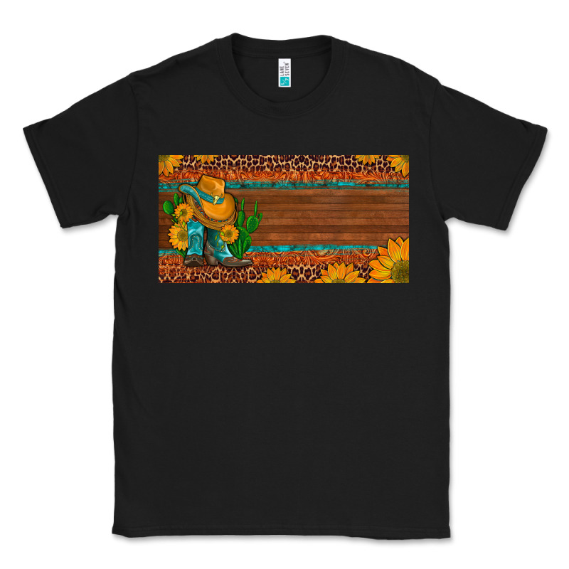Custom Cowboy Boots Sunflowers And Cactus License Plate Classic Tee by Artiststas | Teevron
