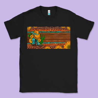 Custom Cowboy Boots Sunflowers And Cactus License Plate Classic Tee Designed By Artiststas
