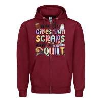 Burgundy when life gives you scraps make a quilt Zipper Hoodie - MaliasSmallBusiness
