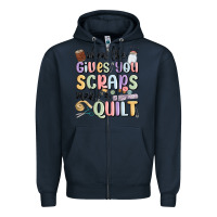 Navy when life gives you scraps make a quilt Zipper Hoodie - MaliasSmallBusiness