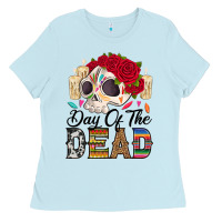 Baby Blue Day of the dead skeleton Ladies Tee - RanaPortraitStore
