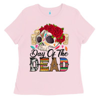 Bubblegum Pink Day of the dead skeleton Ladies Tee - RanaPortraitStore