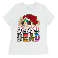 White Day of the dead skeleton Ladies Tee - RanaPortraitStore