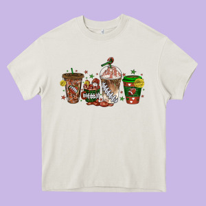 American Football Coffee Cups Heavy Core Tee Designed By Texasbilliewilder