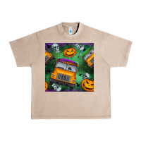 French Oak halloween bus and pumpkin seamless pattern Urban Heavy Tee - BundleAndBundleShop