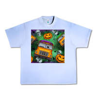 Grape Ice halloween bus and pumpkin seamless pattern Urban Heavy Tee - BundleAndBundleShop