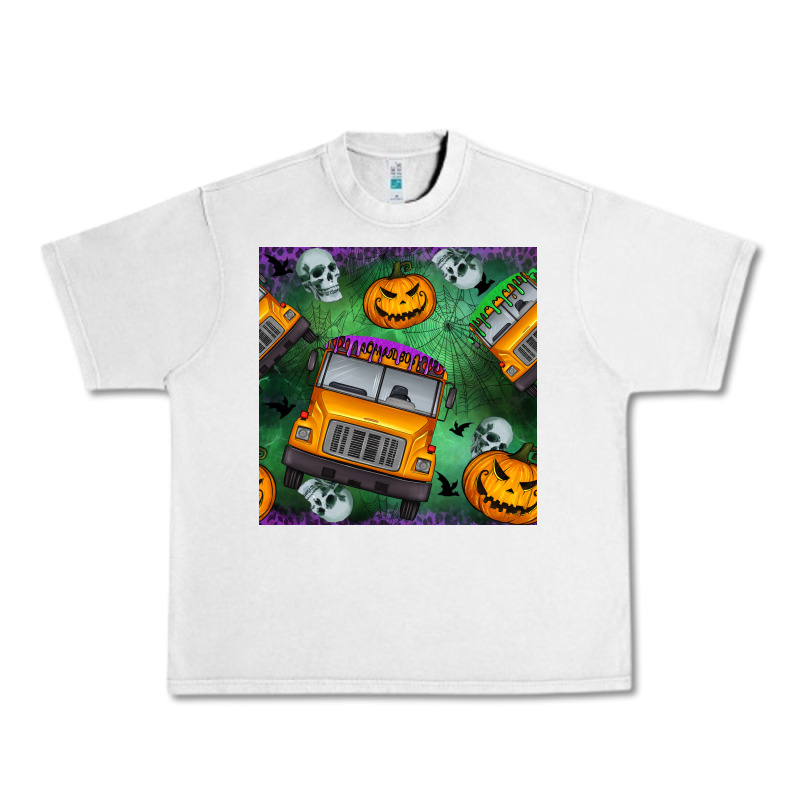 Halloween Bus And Pumpkin Seamless Pattern Urban Heavy Tee by BundleAndBundleShop | Teevron