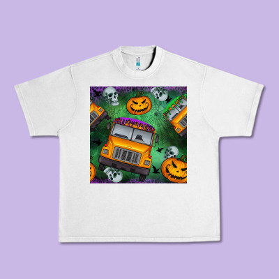 Halloween Bus And Pumpkin Seamless Pattern Urban Heavy Tee Designed By Bundleandbundleshop