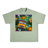 Oil Green halloween bus and pumpkin seamless pattern Urban Heavy Tee - BundleAndBundleShop
