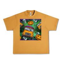 Peanut Butter halloween bus and pumpkin seamless pattern Urban Heavy Tee - BundleAndBundleShop