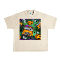 Sandshell halloween bus and pumpkin seamless pattern Urban Heavy Tee - BundleAndBundleShop