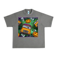 Tornado halloween bus and pumpkin seamless pattern Urban Heavy Tee - BundleAndBundleShop