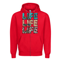 Red wife life wife mom life best Zipper Hoodie - NancyCooperArtShop