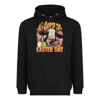 Black Happy Easter Day Heavyweight Hoodie - LillyAllenDesigns