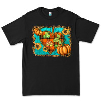 Black fall pumpkins and sunflowers heart Premium Tee - BarkalooDesign