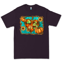 Plum fall pumpkins and sunflowers heart Premium Tee - BarkalooDesign