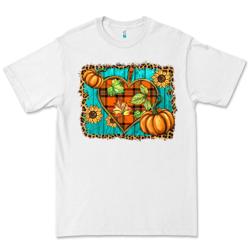 Fall Pumpkins And Sunflowers Heart Premium Tee by BarkalooDesign | Teevron