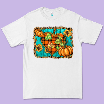 Fall Pumpkins And Sunflowers Heart Premium Tee Designed By Barkaloodesign