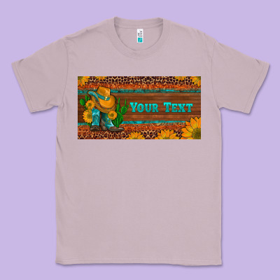 Preview Custom Cowboy Boots Sunflowers And Cactus License Plate Classic Tee Designed By Artiststas